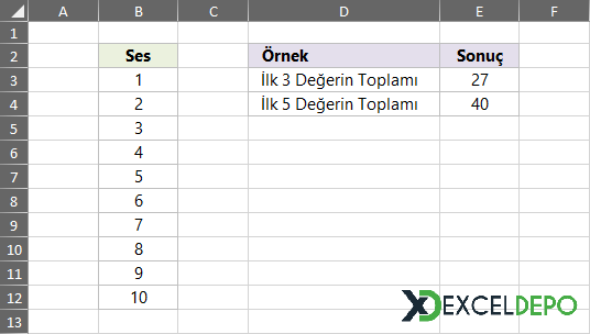 Top X Değerleri Toplama