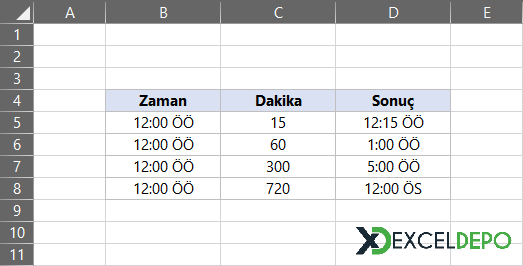 Zamana Ondalık Dakika Ekleme