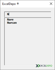 TextBox ile ListBox'ta Veri Filtreleme