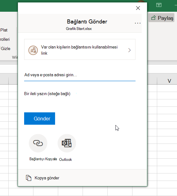 Çalışma kitabınızın bir bağlantısını veya kopyasını paylaşın. Çalışma kitabınızın bir bağlantısını veya kopyasını paylaşın.