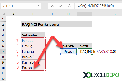 KAÇINCI fonksiyonu
