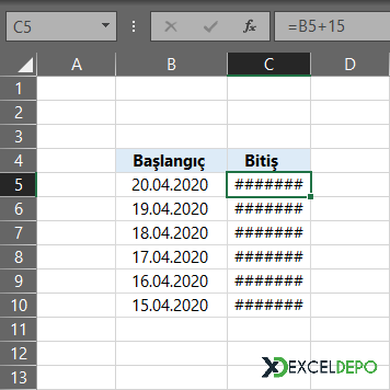 Excel #####Hatası Örneği