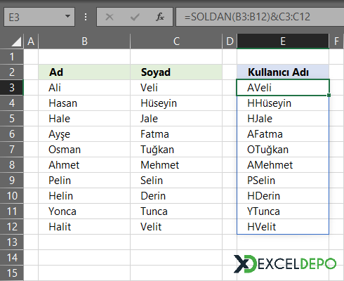 Dinamik Dizi SOLDAN Kullanımı
