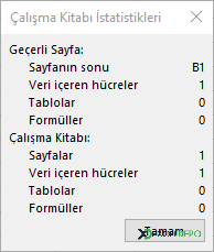 Çalışma Kitabı İstatistikleri
