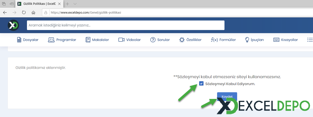 Gizlilik Politikası Onayı