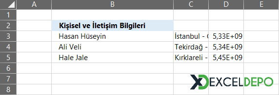 Aynı Hücredeki Alt Alta Satırları Sütunlara Taşıma