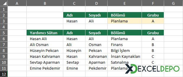 Birden Çok Kritere Göre Düşeyara Birden Çok Kritere Göre Düşeyara