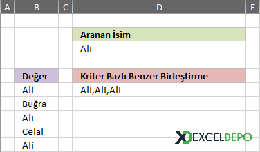 Excel Aynı Satırları Birleştirme