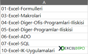 Klasör İsimlerini Excele Aktarma