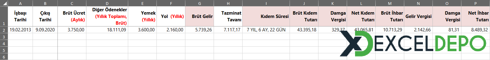 Toplu Kıdem Tazminatı Hesaplama | ExcelDepo