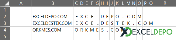 Excelde Hücredeki Kelimeyi Harflere Bölme