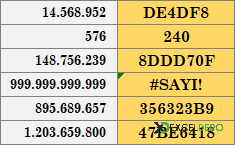 Excel DEC2HEX işlevi