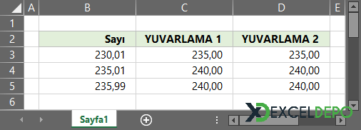 Beş'in Katlarına Yuvarlama