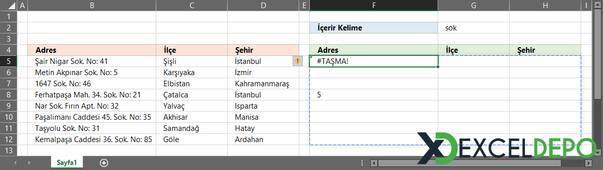 İçerir Kelime Filtreleme