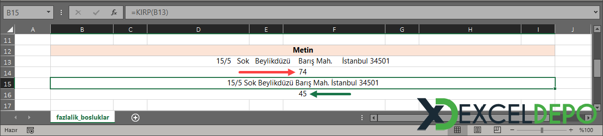 KIPP formülünü kullanarak fazlalık boşluk temizleme