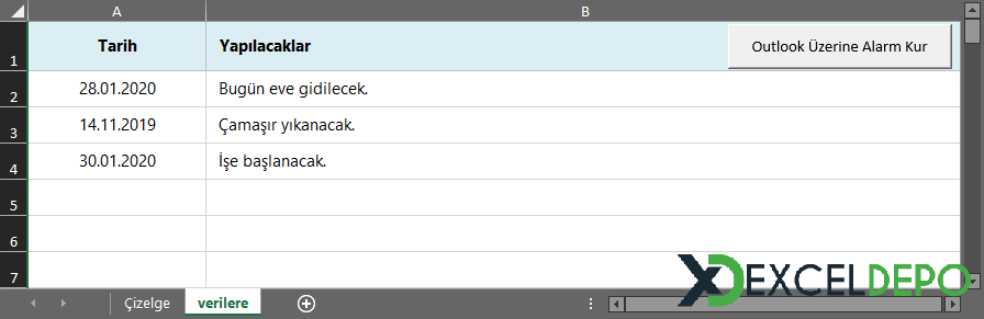 Outlook Üzerine Alarm Kur