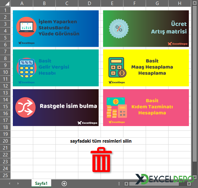 Sayfadaki Tüm Resimleri Silme