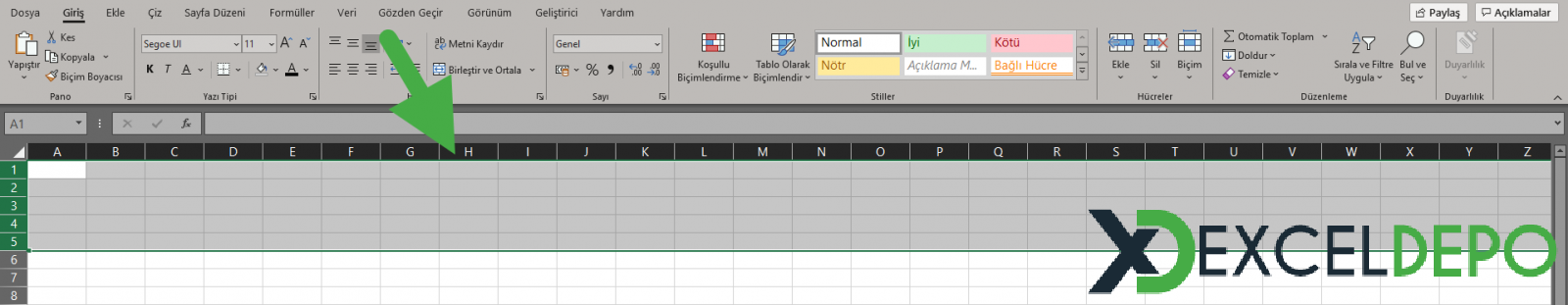 Excel Tüm Satırlara Aynı Şeyi Yazma