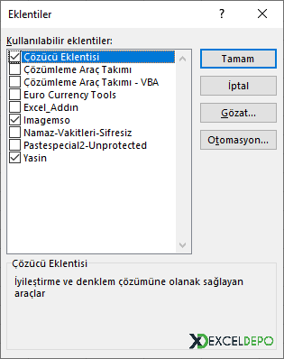 Excel Eklentileri Excel Eklentileri