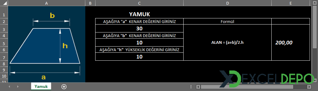 Yamuk Alan Hesaplaması Yamuk Alan Hesaplaması