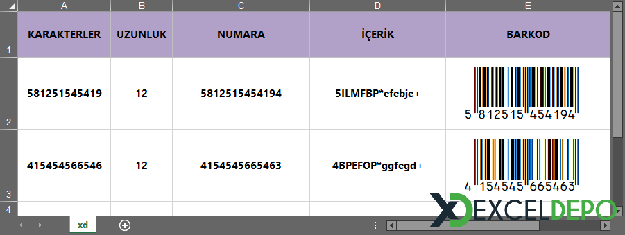 Excel Barkod Oluşturma Excel Barkod Oluşturma