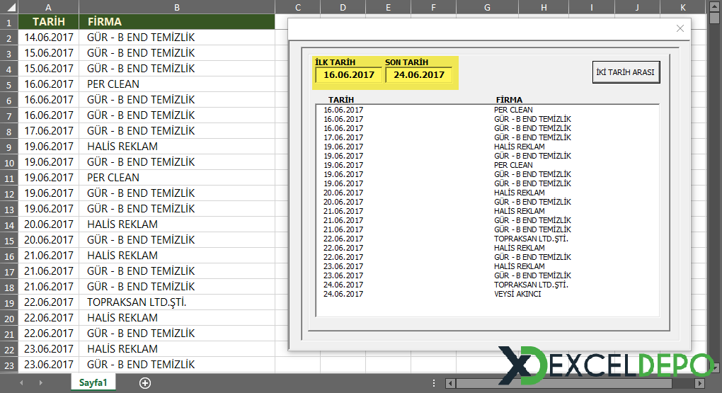 Tarihler Arasındaki Verileri ListBox Nesnesinde Listeleme Tarihler Arasındaki Verileri ListBox Nesnesinde Listeleme