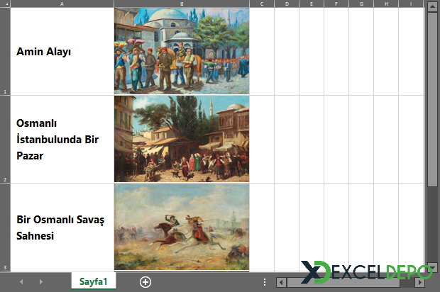 Fotoğrafların Boyutunun Hücre Boyutu Kadar Olması Fotoğrafların Boyutunun Hücre Boyutu Kadar Olması