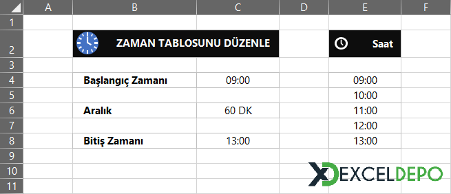 Zaman Aralıkları Oluşturma Zaman Aralıkları Oluşturma