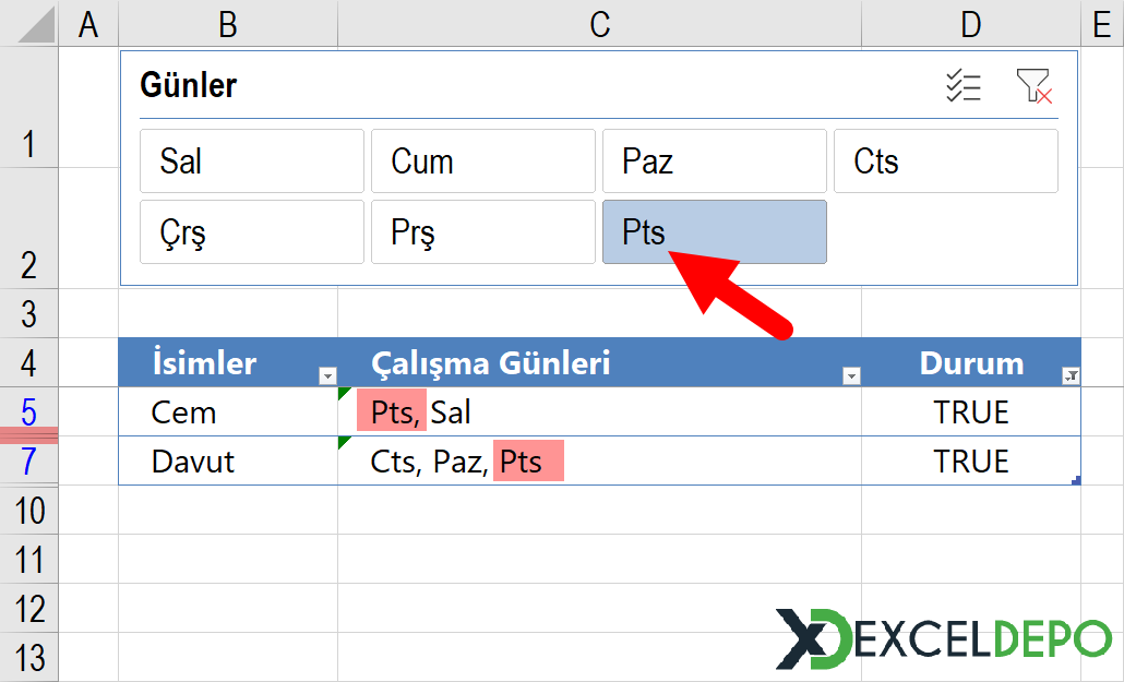 Dilimleyici Nesnesi ile Filtreleme Yapma Dilimleyici Nesnesi ile Filtreleme Yapma