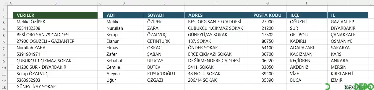 Sütundaki Değerleri Satırlara Dönüştürme