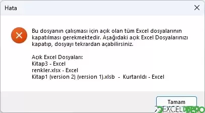 Açık Excel Dosyalarınızın Listesi