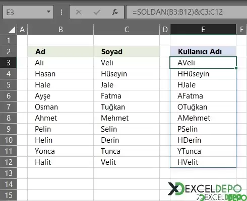 Dökülmeli SOLDAN Formülü