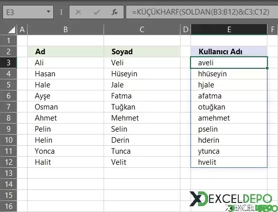 KÜÇÜKHARF ve SOLDAN Formülü