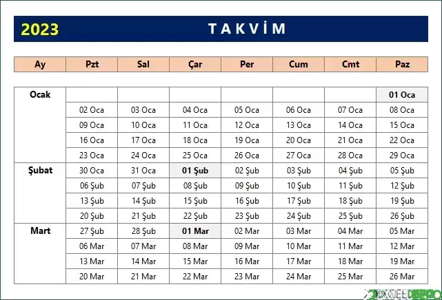 Dinamik Takvim Yapma
