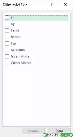 Dilimleyici Ekle