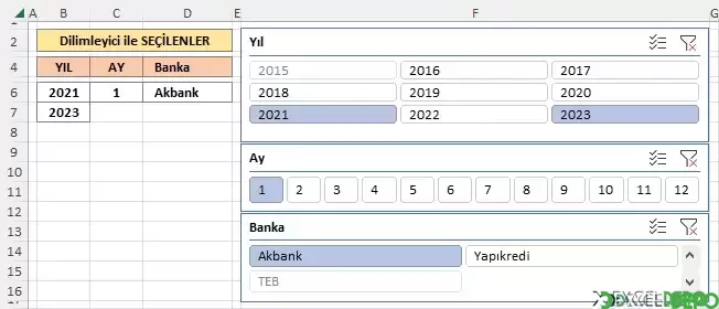 Dilimleyici Nesnesi ile Formülleri Yönetme