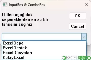 Api ile Combo InputBox Oluşturma