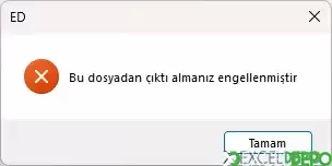 Excel Sayfalarını Yazdırmayı Engelleme