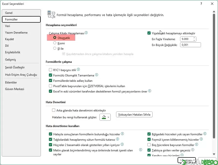 Excel Seçenekleri