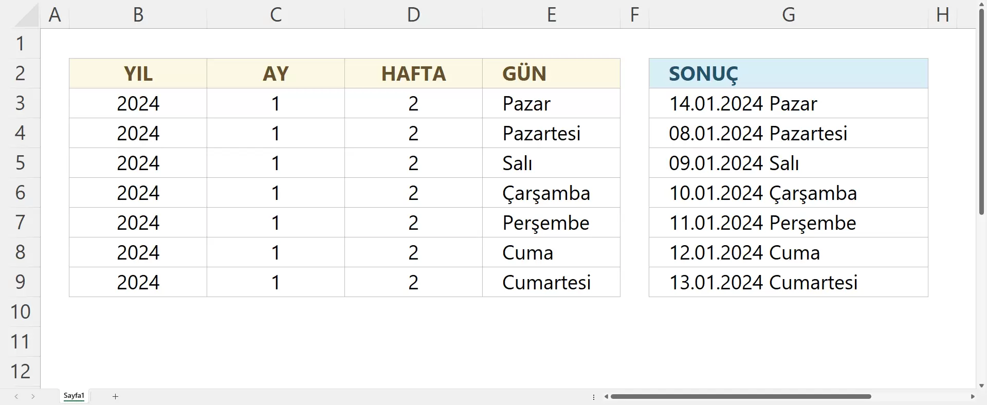 Birden Fazla Kritere Göre Tarih Bulma