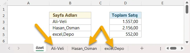 Farklı Sayfalardaki Verileri Tek Bir Formülle Alma