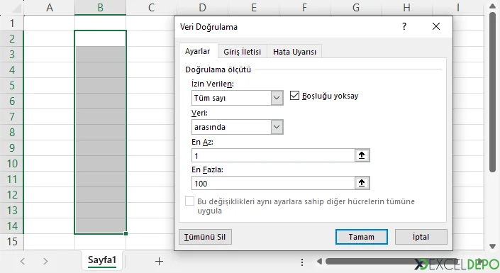 Tüm Sayı Kullanımı