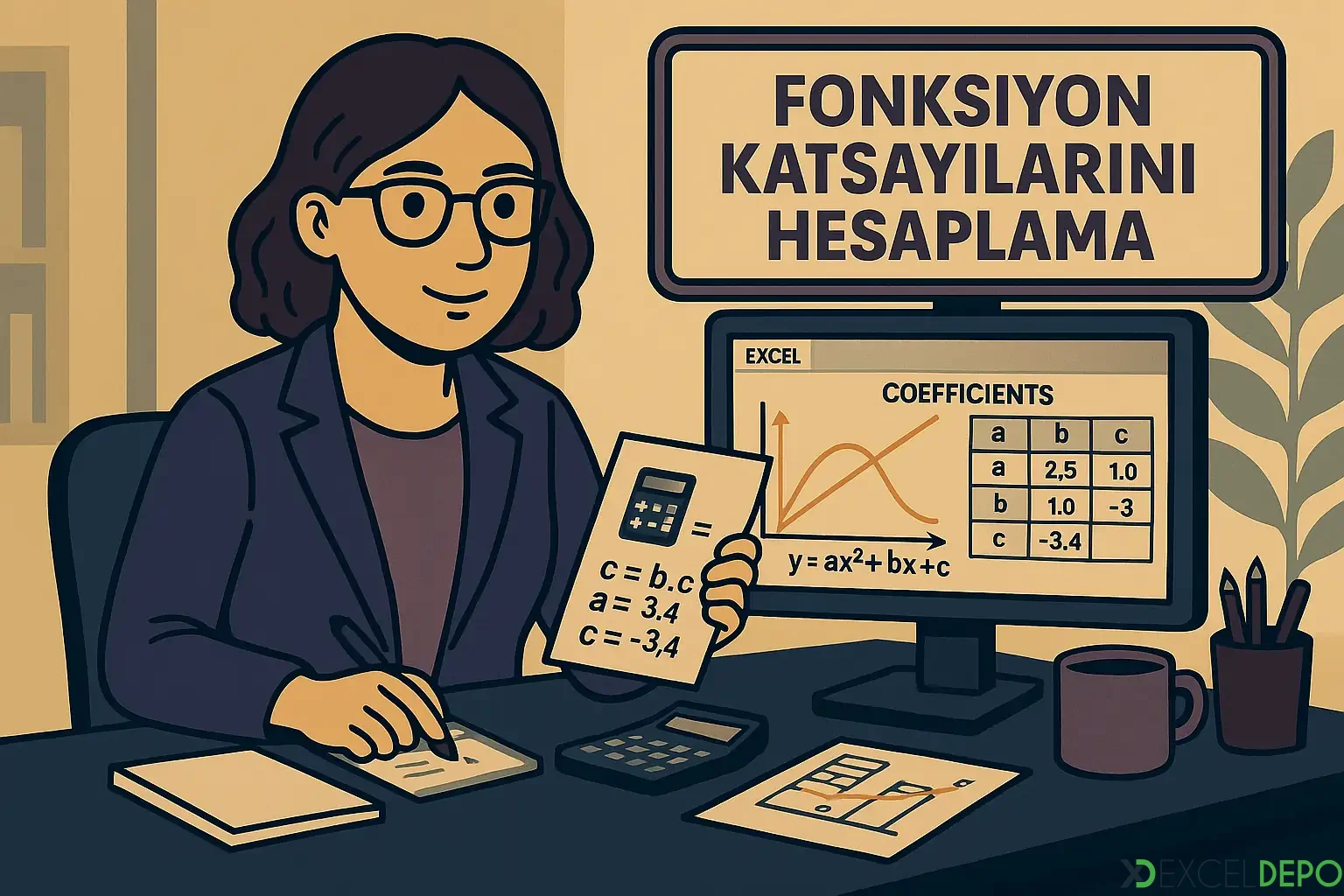 Fonksiyon Katsayılarını Hesaplama işleminin nasıl yapılacağını öğreten bir Excel dosyası vardır.