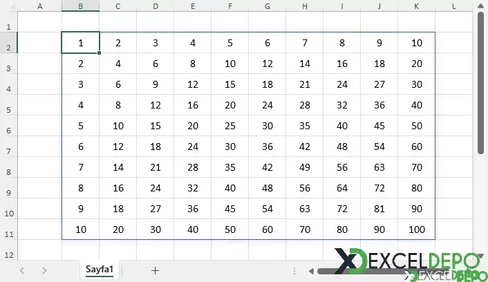Tek Formül ile Çarpım Tablosu Oluşturma-1.webp