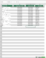Excel sayfasında sütunda tarih formatı
