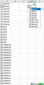 Excel BENZERSİZ Formülünü Ekleme