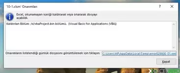 Userform ve Makrolar silniyor dosya açılmıyor