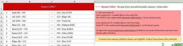 Öğrenciler Arası Tercih İstatistiklerini Listeleme İşlemi