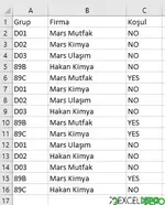 Çift Koşula Uygun Olarak Değer Yazması