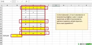 3 Sütunuda Boş Olmayan Satırları Saydırmak